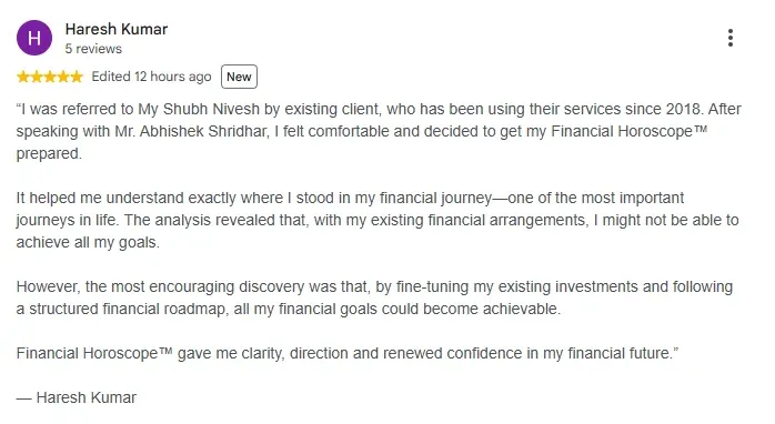Five-star Google review from Haresh Kumar