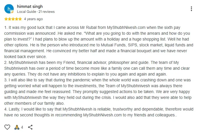 Five-star Google review from a client