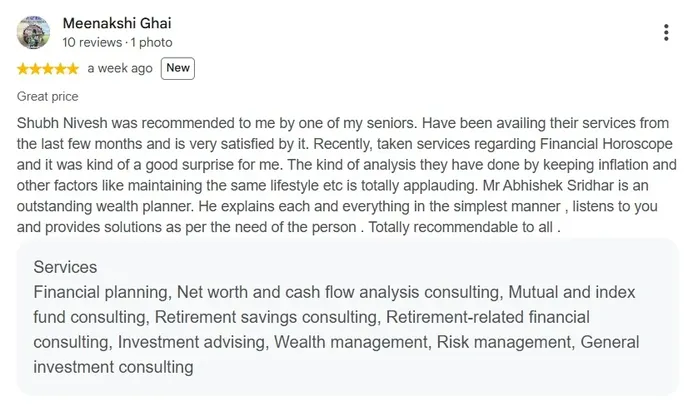 Five-star Google review from a client